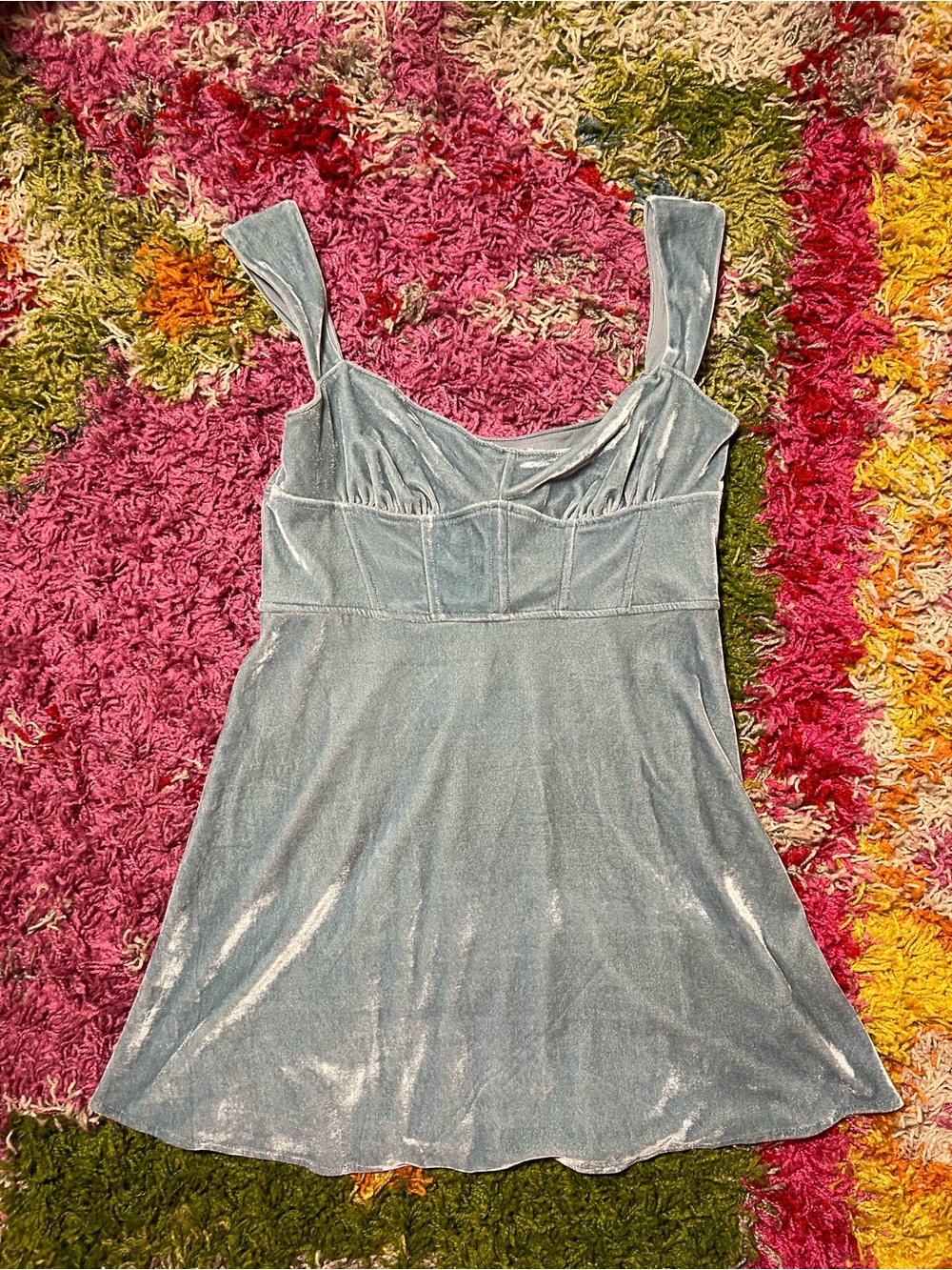 Urban Outfitters Pale Blue Velvet Mini Dress